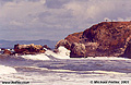 More ocean waves breaking on the rocks. Notice the people on top of the hill. Pacifica, CA. 'Minolta X700 35mm SLR' (Click for larger view)