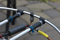 Prototype loop attachment method using split coax insulation & plastic ties on ground side of loop (Click for larger view)